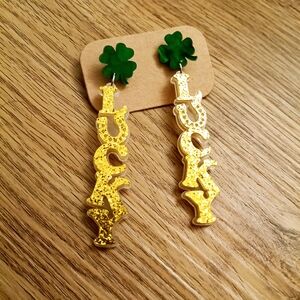 Lucky Gold and Green Earrings